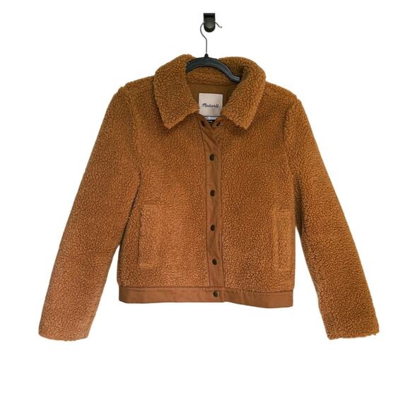 Madewell Sherpa Portland Jacket S Golden Pecan Brown Small Cozy Fall Cabincore - Picture 3 of 10